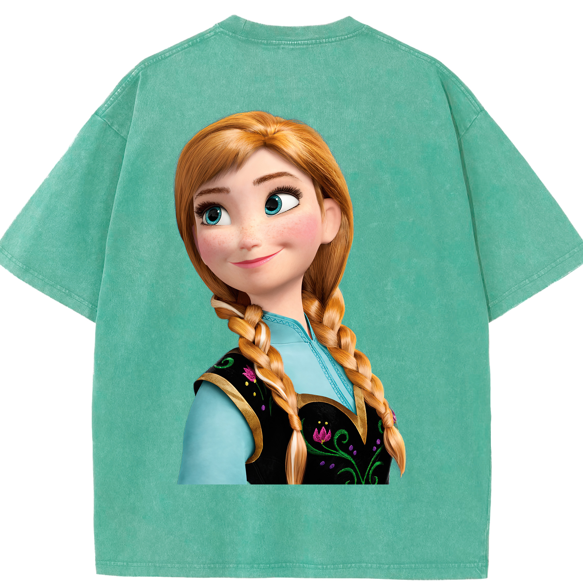 （画像用） アナと雪の女王 アンナ エルサ Frozen Anna Elsa 綿100% ヴィンテージ風 半袖Tシャツ（背面プリント）